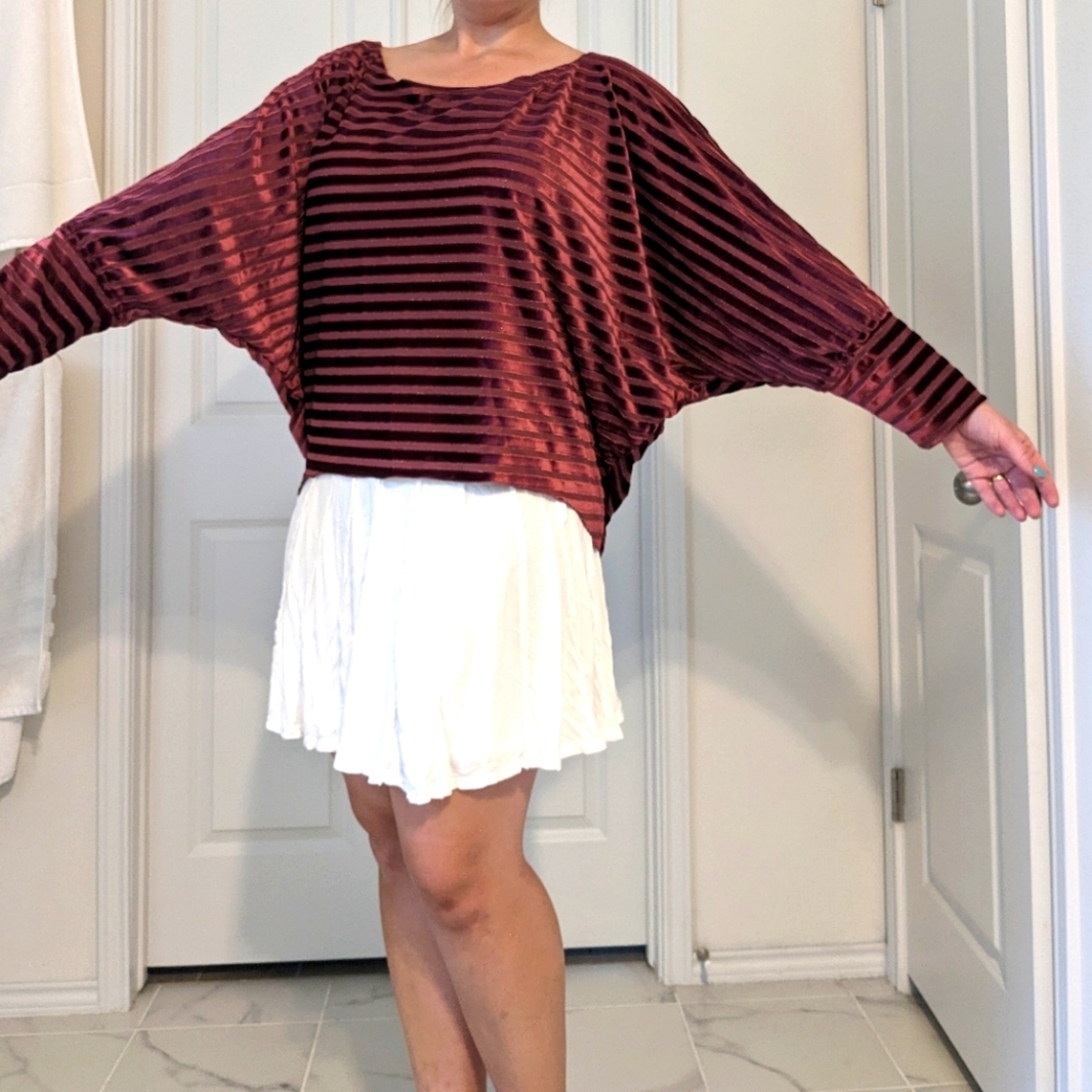 Handmade Red Velvet Burnout Blouse